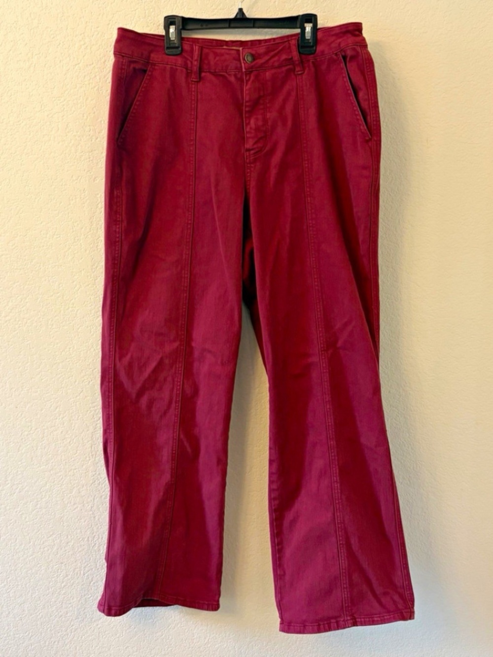 Judy Blue Womens Plus Size 16W Denim Jeans Burgundy Wide Leg